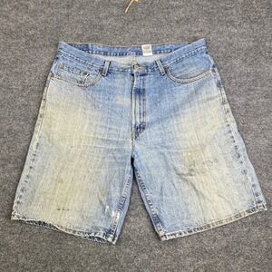 Levis 550 Mens Relaxed Fit Denim Shorts W38 Light Wash Distressed Blue Jorts